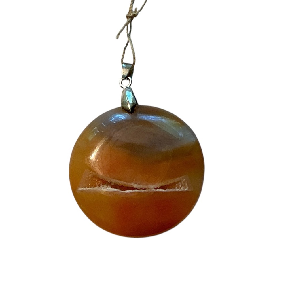 Carnelian pendant stone sterling silver bail large 925 estate‎ vintage